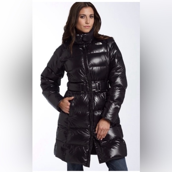 The North Face Jackets & Blazers - The North Face Caroline Goose Down Coat XS Glossy Black Belted Puffer